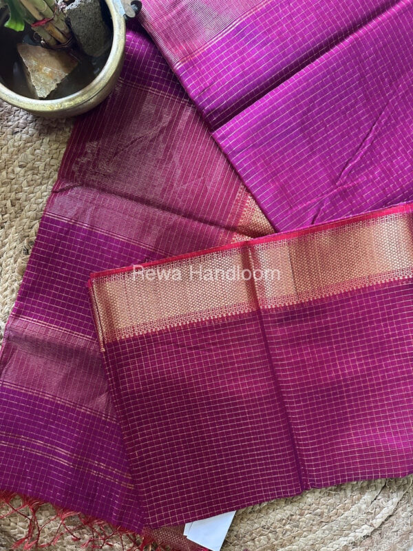 Maheshwari Blue Zari Checks Saree ZCHX248