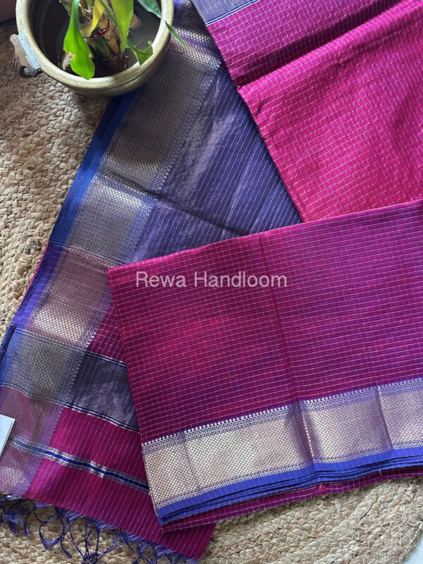 Maheshwari Mustard Yellow Zari Checks Saree ZCHX241