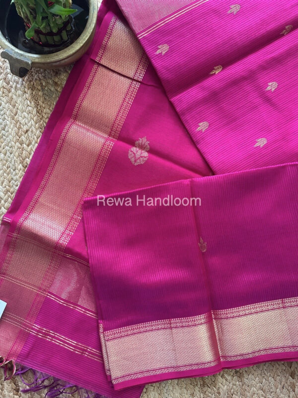 Maheshwari Dark Magenta Zari Checks Saree ZCHX251